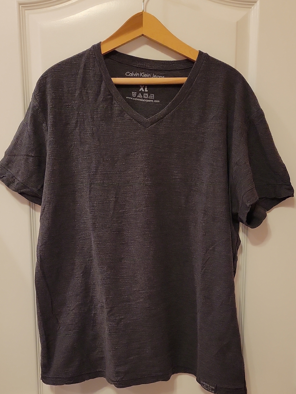 Calvin Klein Jeans Charcoal Gray V-Neck Tee